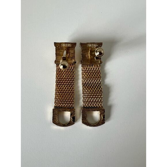 SWANK Gold Tone Citrine Champagne Color Cufflinks Tie Clip Set - Picture 4 of 9